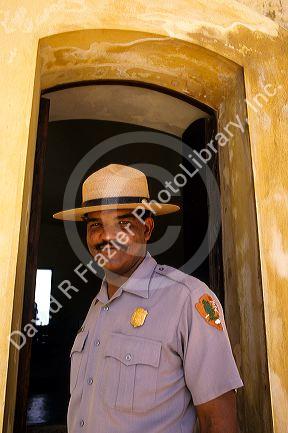 A Park Ranger at San Cristobal in San Juan, Puerto Rico.