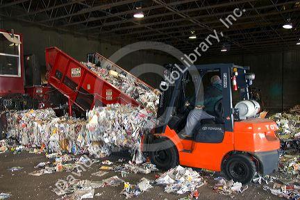 Recycling paper at a facility in Boise, Idaho.