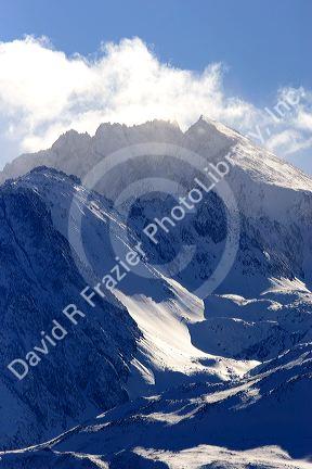 Snow covered Sierra Mountains in the Owens Valley, California.