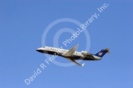 CRJ Canadian Regional Jet commuter at take off from LAX.