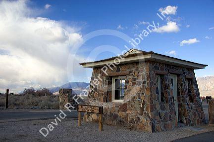 Police Sentry Post at the Manzanar war relocation camp for Japanese Americans during WWII in the Owens Valley near Lone Pine, California.