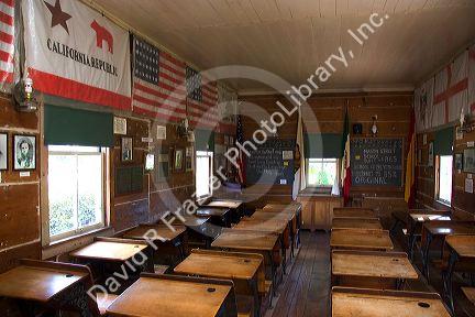 Interior of the Mason Street School. First school in San Diego at Old Town, California.