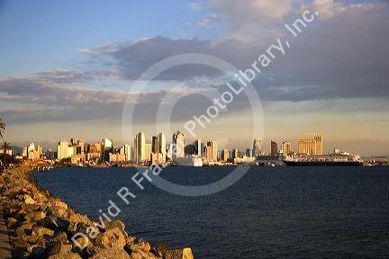 Cruise ships in port at San Diego, California.