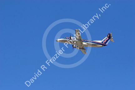 Skywest communter plane at take off from LAX. Los Angeles, California.
