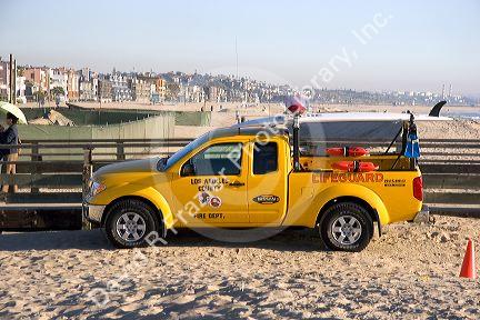 A lifeguard rescue truck at Venice Beach in Los Angeles, California.
