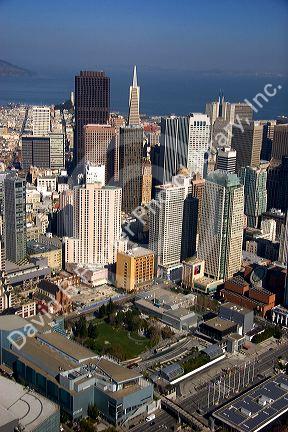 Aerial view of the city and bay of San Francisco, California.