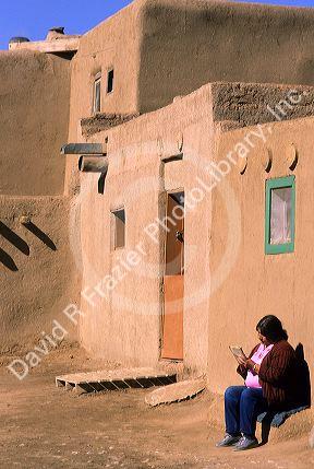 Adobe indian pueblo buildings in Taos, New Mexico.