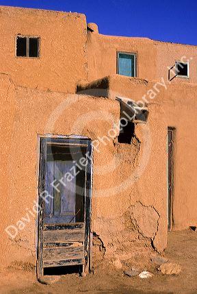 Adobe indian pueblo buildings in Taos, New Mexico.