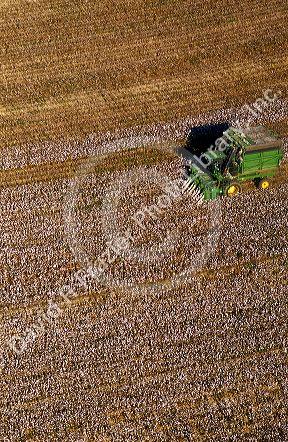 Aerial view of cotton harvest near Tifton, Georgia.