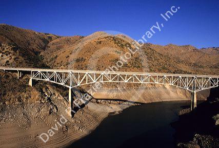 Mores Creek steel truss brige over Lucky Peak Reservoir near Boise, Idaho.
