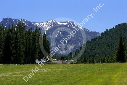 Mountain airstrip at Big Creek in the Frank Church River of No Return Wilderness area of Idaho.