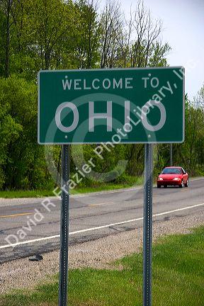 Welcome to Ohio sign is on m-99 Michigan and Ohio border in Northwest Ohio.