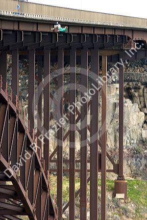 Base jumping off of Perrine Memorial Bridge in Twin Falls, Idaho.