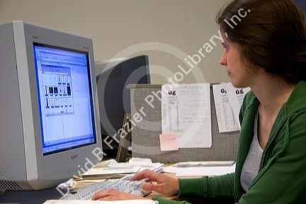 Office worker using a computer. MR