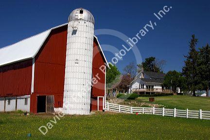 Red barn on a farm near Ada, Michigan. PR