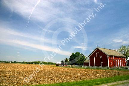 Red barn and farm near Bryan, Ohio.