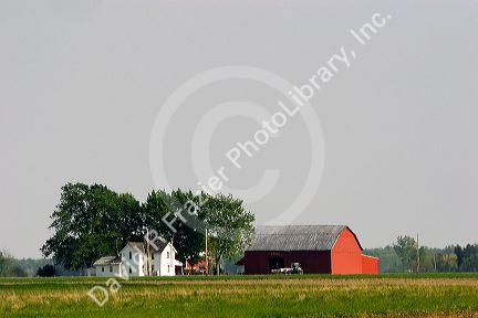 Red barn and farm in the plains of Northwest Ohio.