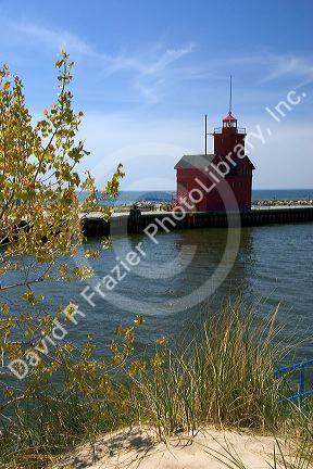 Holland Harbor Lighthouse at Holland, Michigan.