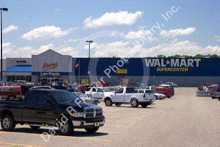 Wal-Mart supercenter and parking lot in Mountain Home, Arkansas.