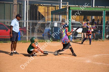 Girls playing a softball game at Ft. Smith, Arkansas.