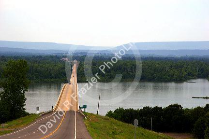 Highway 109 bridge crossing the Arkansas River from Spadra to Morrison Bluff, Arkansas.