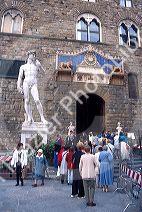 Michale Angelo's statue of David outside the Palazzo Vecchio in Florence, Italy.