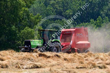 Timothy Hay harvest with round baler near Conway, Arkansas.