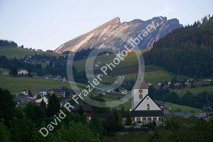 Amden, Switzerland at dusk.
