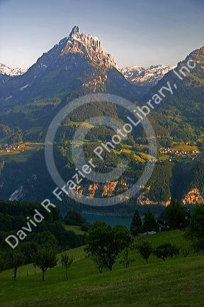 Alpine scene near Weesen at Walensee, Switzerland.