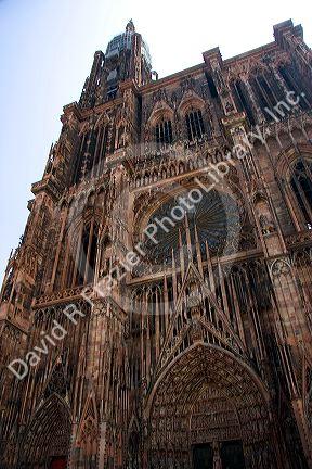 Cathedral in a plaza at Strasbourg, France.