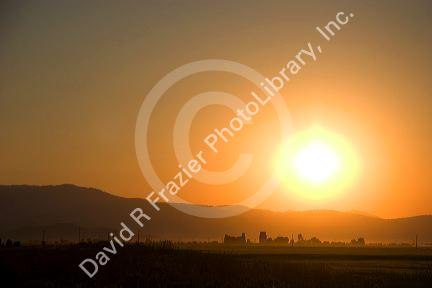 Sunrise over the Camas Prairie at Fairfield, Idaho.