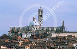 The Duomo dominates the town of Siena, Italy.