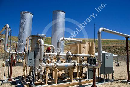 Methane gas recovery equipment generates electricity at a sanitary land fill in Boise, Idaho.