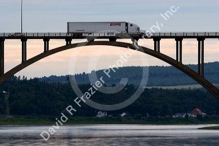 Arched bridge crossing the St. John River at Hartland, New Brunswick, Canada.
