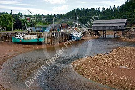Low tide at the Bay of Fundy at St. Martins, New Brunswick, Canada.