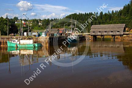 Mid tide at the Bay of Fundy at St. Martins, New Brunswick, Canada.