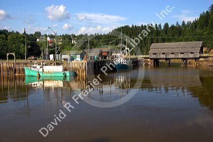Mid tide at the Bay of Fundy at St. Martins, New Brunswick, Canada.