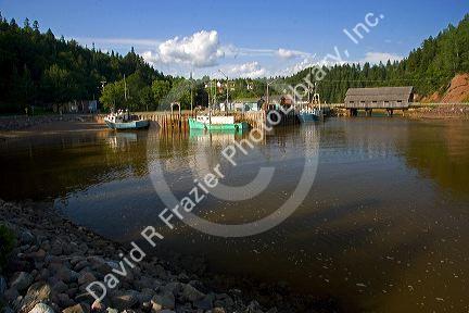 Mid tide at the Bay of Fundy at St. Martins, New Brunswick, Canada.