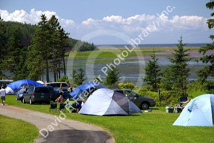 Tent camping at Lord Selkirk Park on Prince Edward Island, Canada.