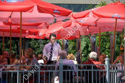 Outdoor cafes at Quebec City, Quebec, Canada.