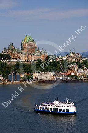 Ferry boat on the St. Lawrence River at Quebec City, Quebec, Canada.