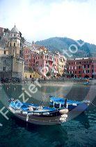 Vernazza, Italy is one of the Cinque Terra villages along the Ligurian Coast.