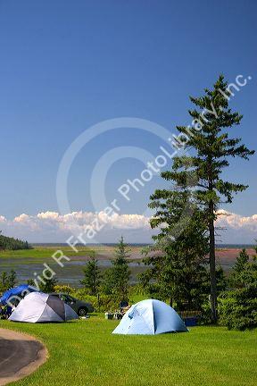 Tent camping at Lord Selkirk Park on Prince Edward Island, Canada.