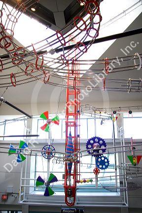 A demonstration with balls on a track in the St. Louis Science Center, Missouri.