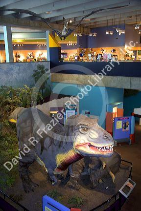 An animatronic dinosaur display at the St. Louis Science Center in Missouri.