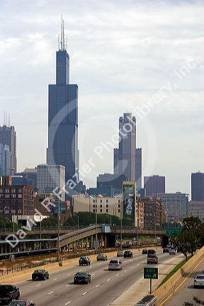 Sears Tower and the skyline of Chicago, Illinois.