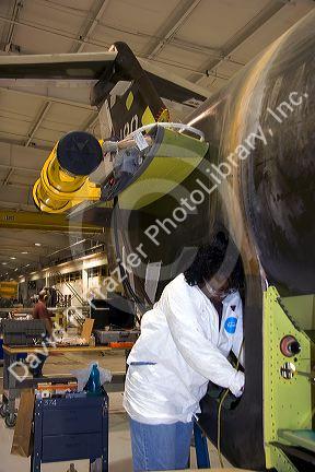 Assembly worker at the Beechcraft factory in Wichita, Kansas.