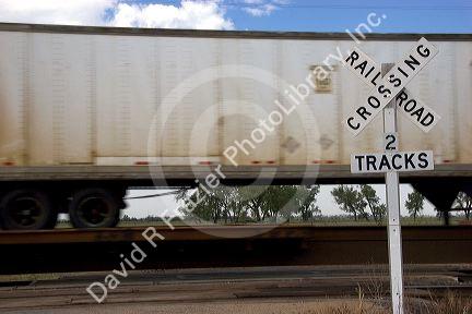 Union Pacific Railroad crossing near Central City, Nebraska.
