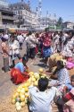 Crowded market scene in Bangalore, India.