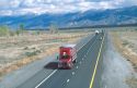 Truck traffic on Interstate 80 near Lovelock, Nevada.